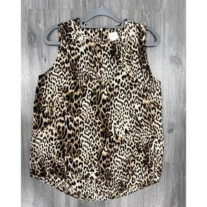 Chico's Womens Top Leopard Animal Print Layered Sleeveless Tunic Zipper Size‎ 1